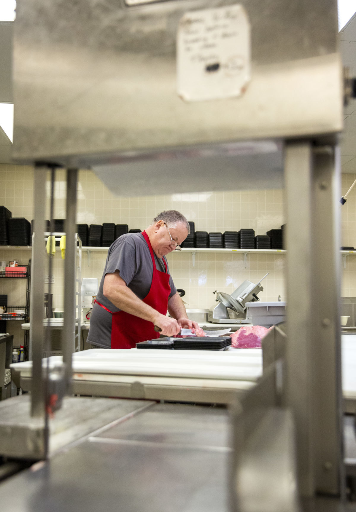 Stocking the shelves at Swensen's